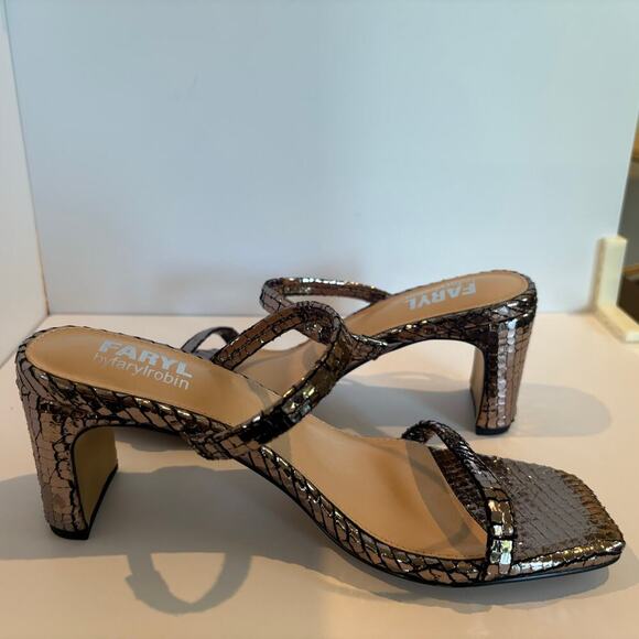 FARYL by Farylrobin Analisa Pewter Metallic Heeled Sandal Womens Size 7 - Picture 1 of 11